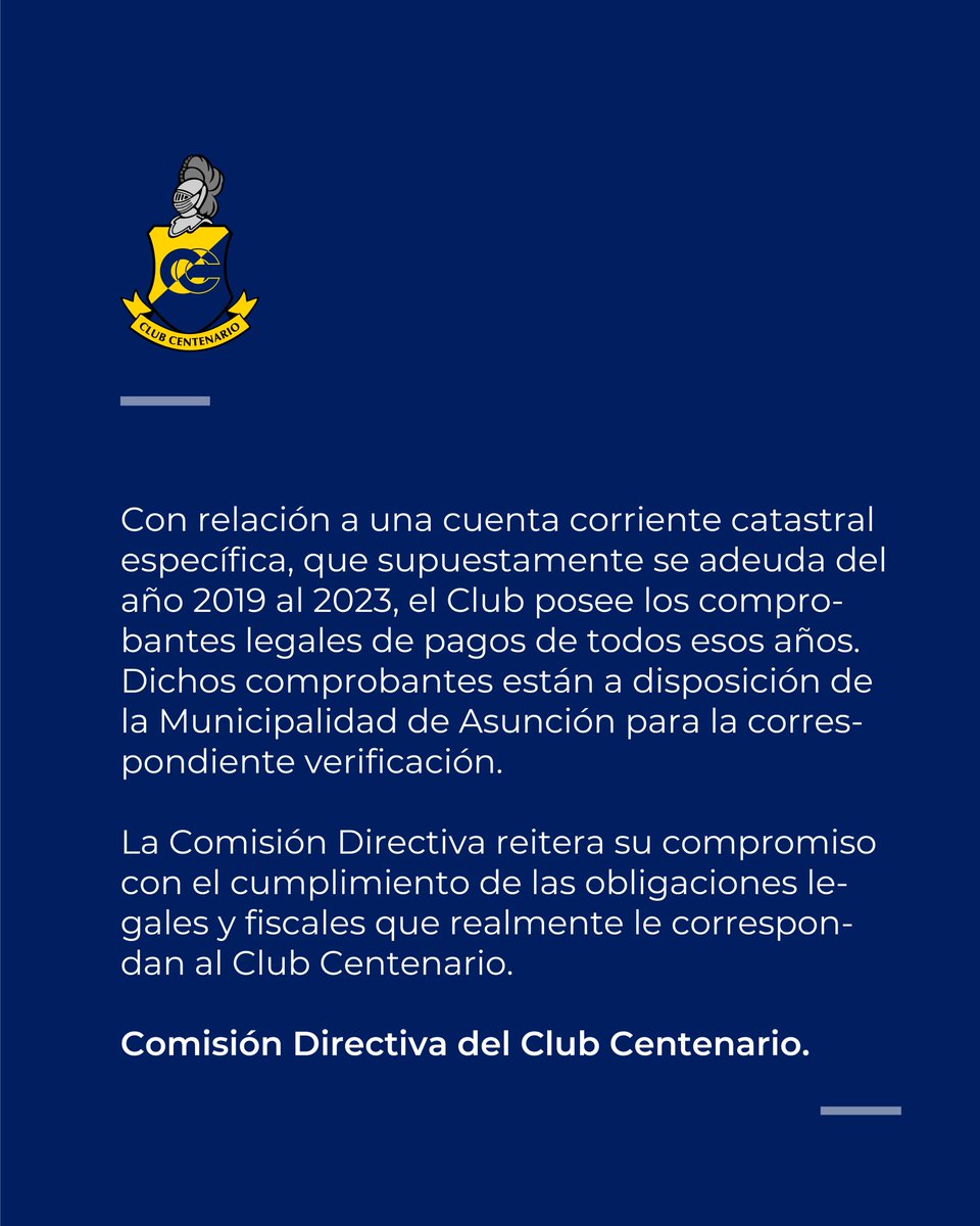 centenariopy's tweet photo. ⚠️ COMUNICADO https://t.co/ZtTCQl5ibA