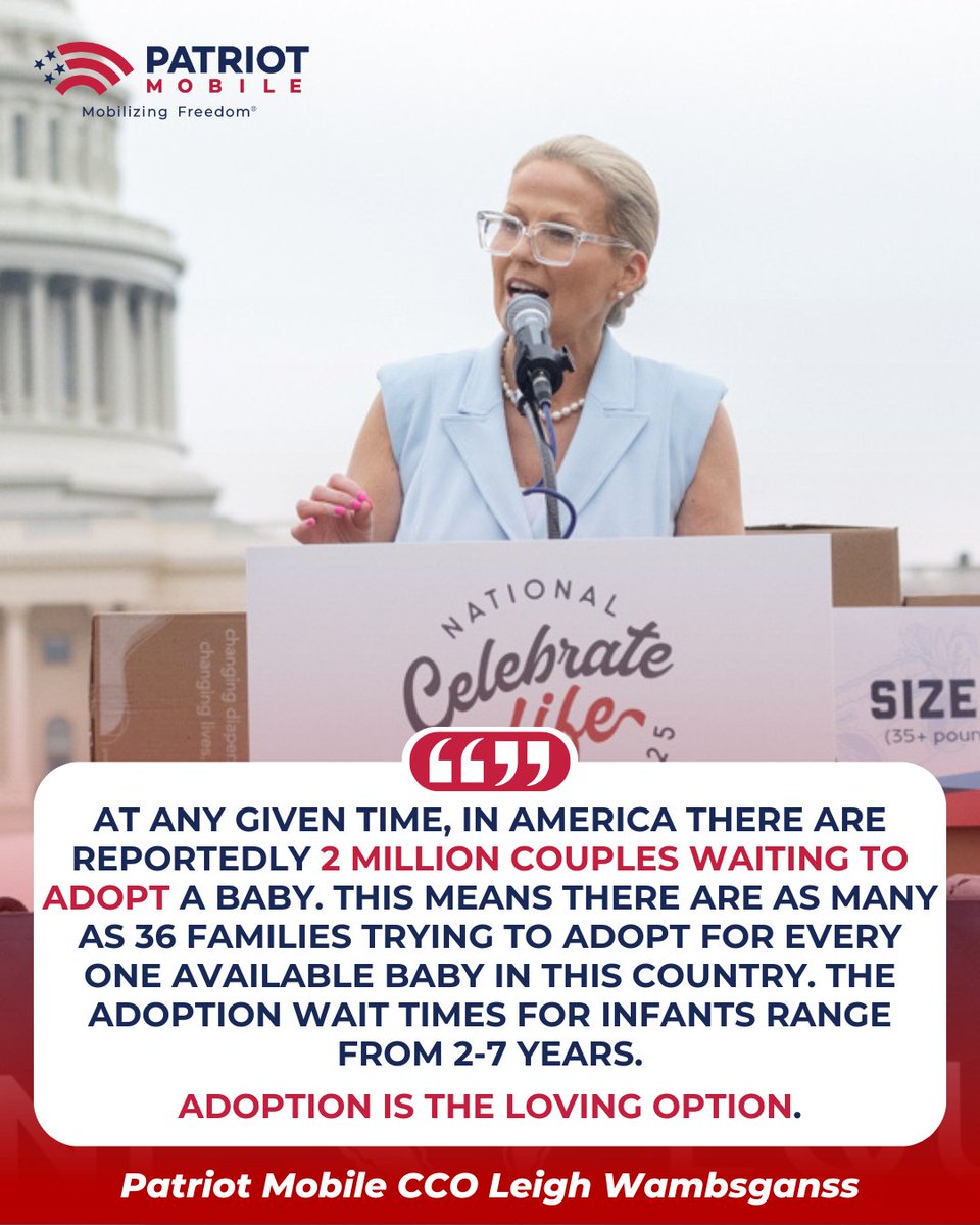 Every life is precious. And for so many families hoping to adopt, that life brings the greatest gift of all. 💙

Through our support of pro-life organizations like <a href="/LifelineChild/">Lifeline Child</a> and <a href="/CouncilForLife/">Council For Life</a>, Patriot Mobile is working to make sure every child has the chance to be loved