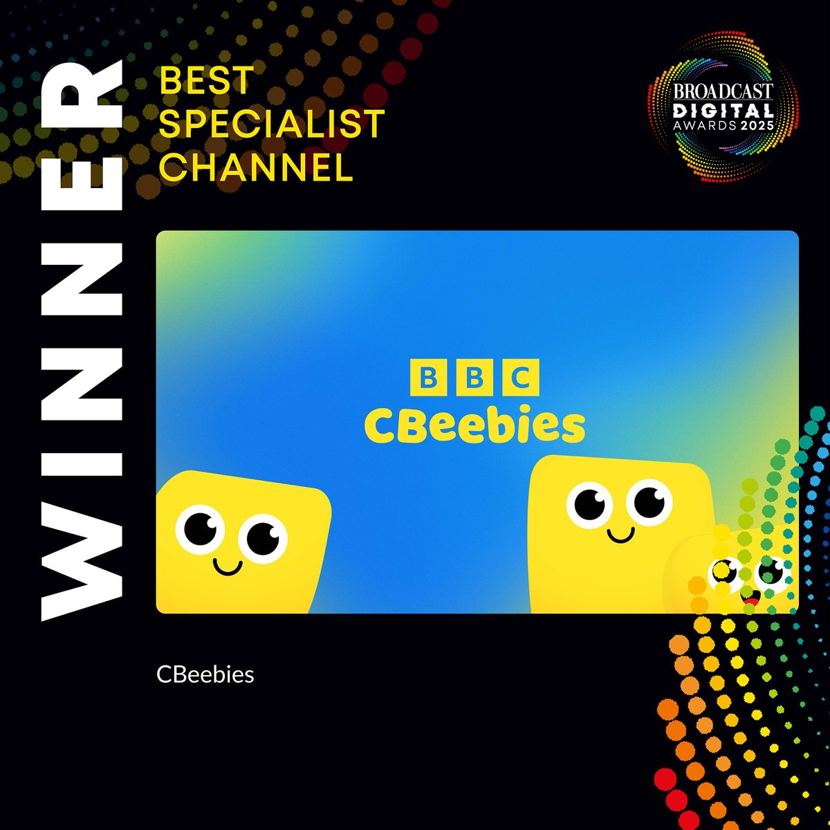 Broadcast Digital Awards (@broaddigiawards) on Twitter photo Up next is the award for Best Specialist Channel, and the winner is - CBeebies (<a href="/CBeebiesHQ/">CBeebies Parenting</a>) #BDA2025 Up next is the award for Best Specialist Channel, and the winner is - CBeebies (<a href="/CBeebiesHQ/">CBeebies Parenting</a>) #BDA2025