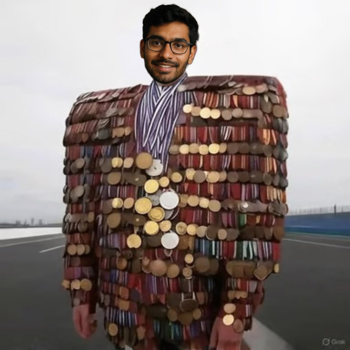 Me with all my employee of the month medals