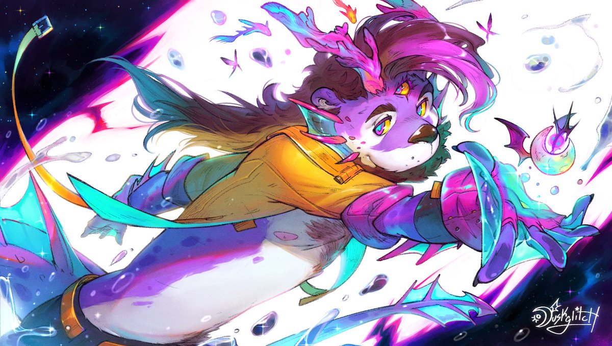 duskglitch's tweet image. Art for my business card.
This one was a magical journey to make. 🌙🌌