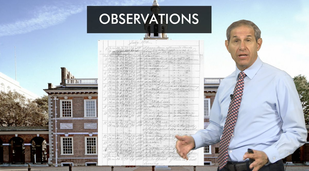 WeatherWorldPSU's tweet image. .@jmnese uses observations from, among others, Thomas Jefferson himself to reconstruct the weather of July 4, 1776 in this week's edition of #WxYz: youtu.be/QHnzKN4g7l4