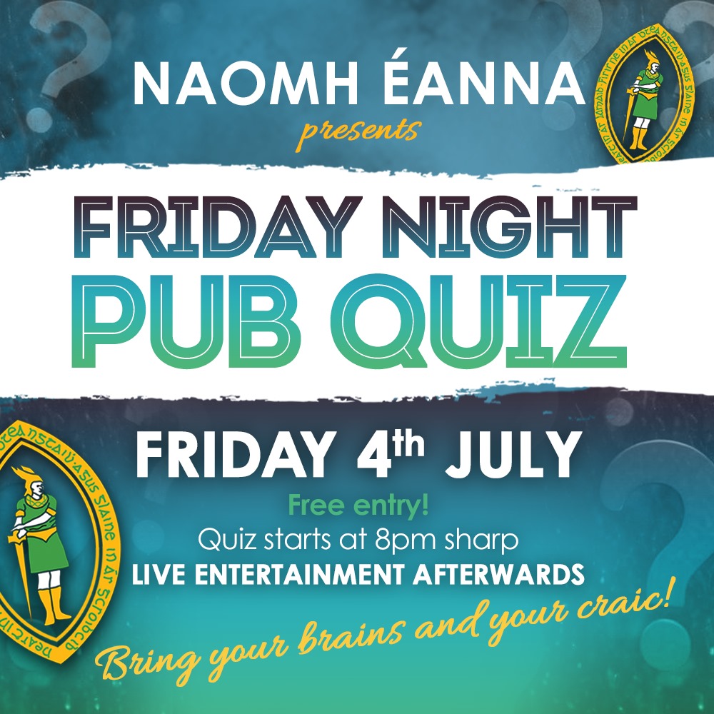 Join Us for Quiz Night This Friday Evening!

Get ready for a great laugh, friendly competition, and prizes to be won!
Don't miss out — bring your friends and your brainpower!
