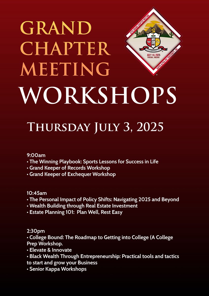 kapsi1911's tweet image. Day 3 of the 87th Grand Chapter Meeting brings you a lot of different seminars, workshops and more! #klave2025 #phoenix #kapsi