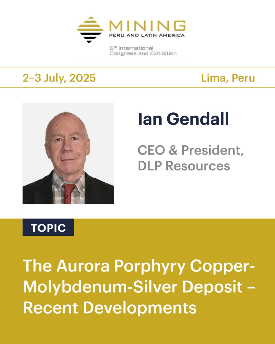 Don't miss the opportunity to hear our CEO, Ian Gendall speak today and tomorrow at the International Congress and Exhibition Mining Peru and LatAm, 2025.  Register for the webinar here: mininglatamcongress.com/webinar/

@latinvostock