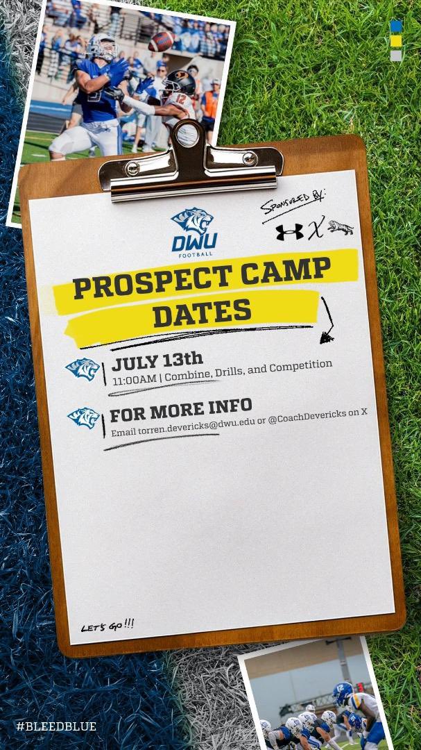 Thanks to <a href="/BesslerChris/">Chris Bessler</a> and <a href="/dwtigerfootball/">DWU Football</a> for the camp invite. Grateful for the opportunity! <a href="/CoachMasonFrost/">Mason Frost</a> <a href="/CoachKretch/">Alex Kretzschmar</a> <a href="/CoachRosholt/">Kris Rosholt 🏈</a> <a href="/coach_lindell/">Adam Lindell</a> <a href="/Chatfieldftball/">ChatfieldFootball</a>