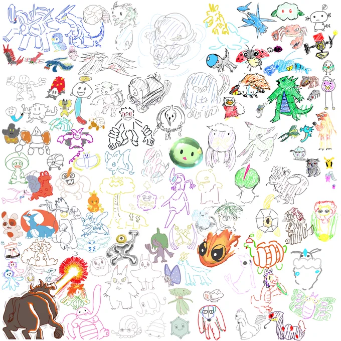 フォロワーと定期的に行う、指定されたポケモンをうろ覚えで描く会が盛り上がりすぎた結果