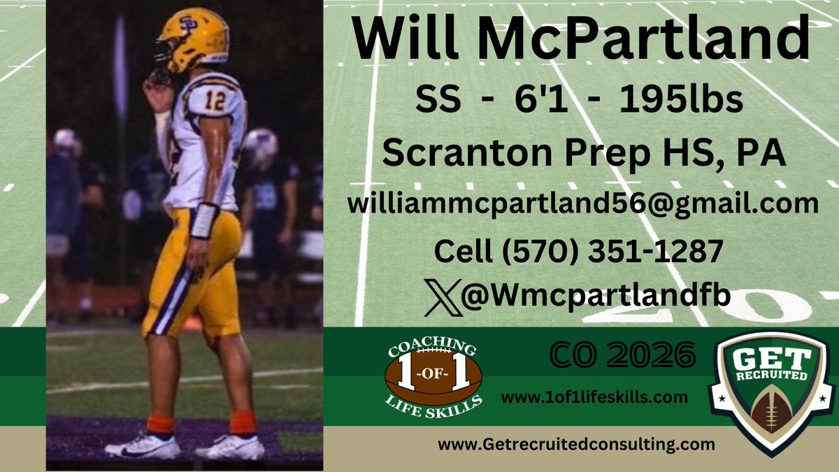 Get Recruited (@get__recruited) on Twitter photo William McPartland - CO2026 - All State Safety - 6'1, 195lbs - 4.0 GPA - Strong, physical, explosive, and smart. Scranton Prep HS, PA - Profile: app.productiverecruit.com/profile/willia…… <a href="/Wmcpartlandfb/">Will McPartland</a> <a href="/1of1lifeskills/">1-of-1 Consulting</a> <a href="/PennFB/">Penn Football</a> <a href="/PrincetonFTBL/">Princeton Football</a> <a href="/yalefootball/">Yale Football</a> <a href="/FORDHAMFOOTBALL/">Fordham Football</a> <a href="/Spiders_FB/">Richmond Spiders Football</a> William McPartland - CO2026 - All State Safety - 6'1, 195lbs - 4.0 GPA - Strong, physical, explosive, and smart. Scranton Prep HS, PA - Profile: app.productiverecruit.com/profile/willia…… <a href="/Wmcpartlandfb/">Will McPartland</a> <a href="/1of1lifeskills/">1-of-1 Consulting</a> <a href="/PennFB/">Penn Football</a> <a href="/PrincetonFTBL/">Princeton Football</a> <a href="/yalefootball/">Yale Football</a> <a href="/FORDHAMFOOTBALL/">Fordham Football</a> <a href="/Spiders_FB/">Richmond Spiders Football</a>