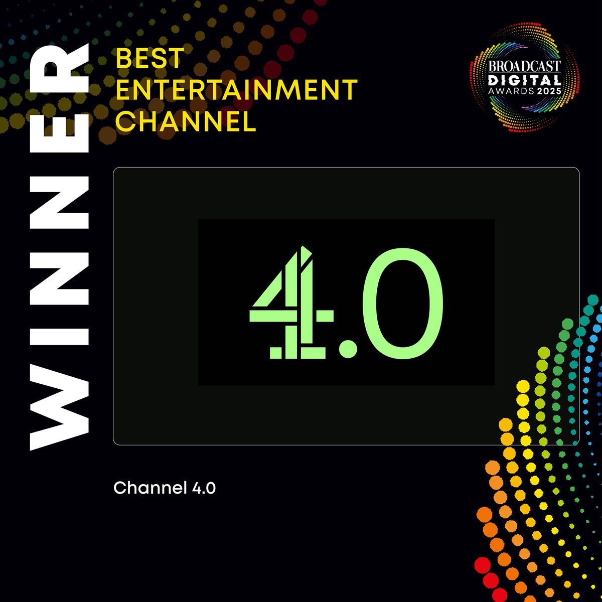 Up next is the award for Best Entertainment Channel, and the winner is - Channel 4.0 #BDA2025