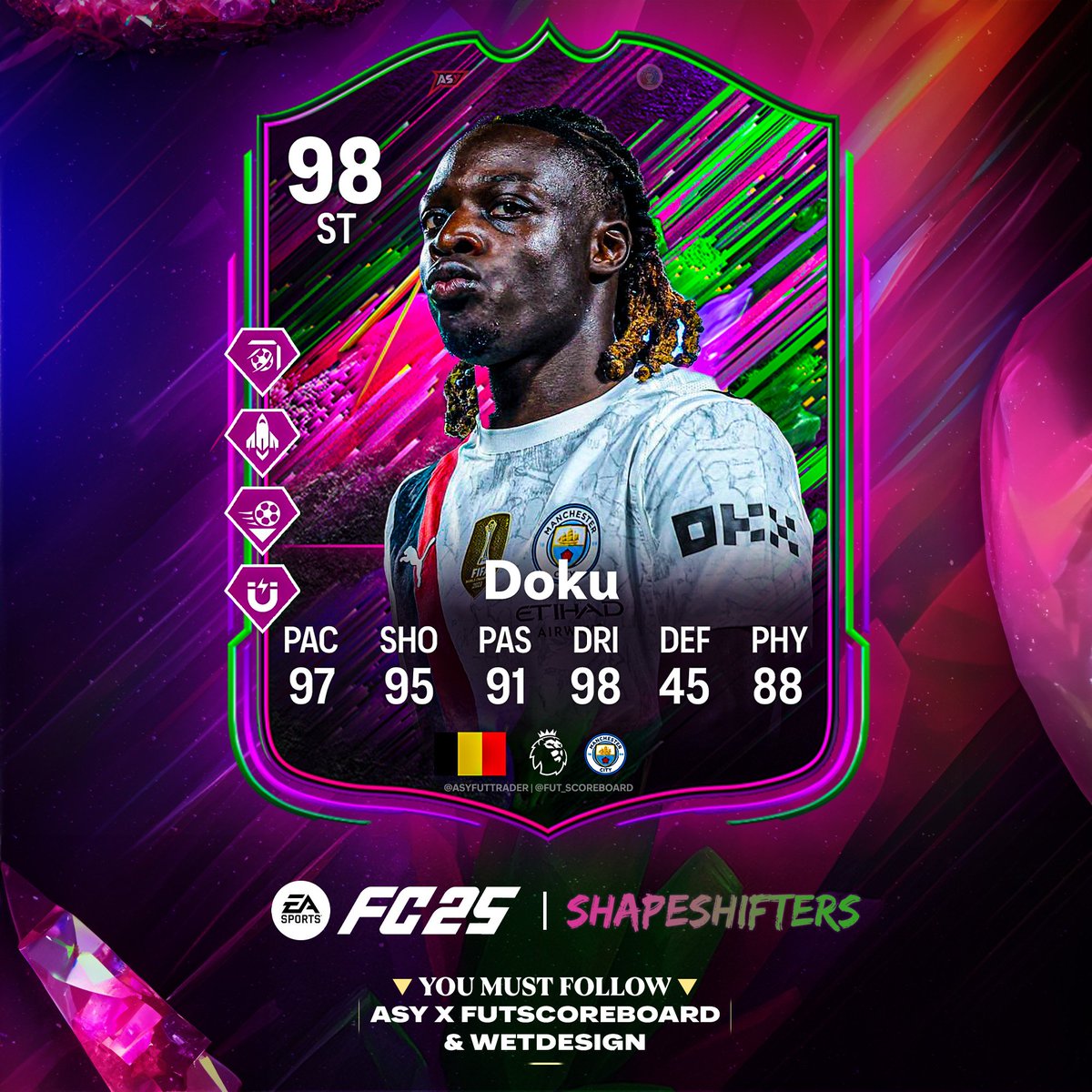 🚨 DOKU 🇧🇪 SHAPESHIFTERS OFFICIAL CARD ✅️🔥

ST 🤯
OFFICIAL STATS &amp; PS ✅️