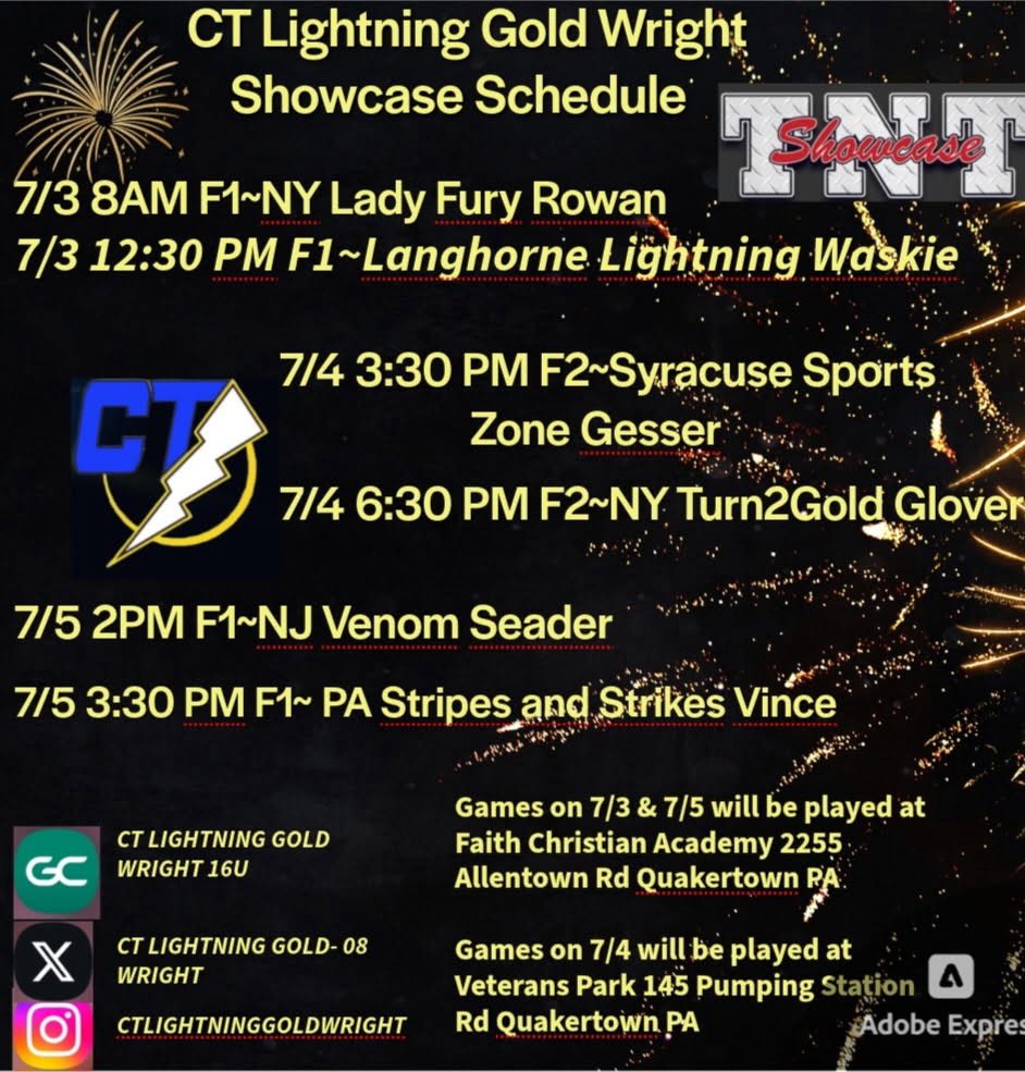 Schedule for TNT this weekend!! Excited to be back with my girls! 💙⚡️🥎 <a href="/CTLightning08G/">CT Lightning Gold 08- Wright</a> <a href="/Wrightwaytrain5/">Wrightway Training</a> <a href="/SHUSoftball/">Seton Hall Softball</a> <a href="/UVASoftball/">Virginia Softball</a> <a href="/CoachNikki_A/">Nikki (Cuccio) Amodeo</a> <a href="/HofstraSBcamps/">Hofstra Softball Camps</a> <a href="/CCSUsoftball/">CCSU Softball</a> <a href="/PtrckHldn/">Patrick Holden</a> <a href="/BryantSoftball/">Bryant Softball</a> <a href="/BBrendanM/">Brendan Morales</a> <a href="/CoastalSoftball/">Coastal Carolina SB</a> <a href="/amanda_daneker/">Amanda Daneker-McMahon</a> <a href="/AndradeN23/">Nichole Andrade</a> <a href="/Delaware_SB/">Delaware Softball</a>