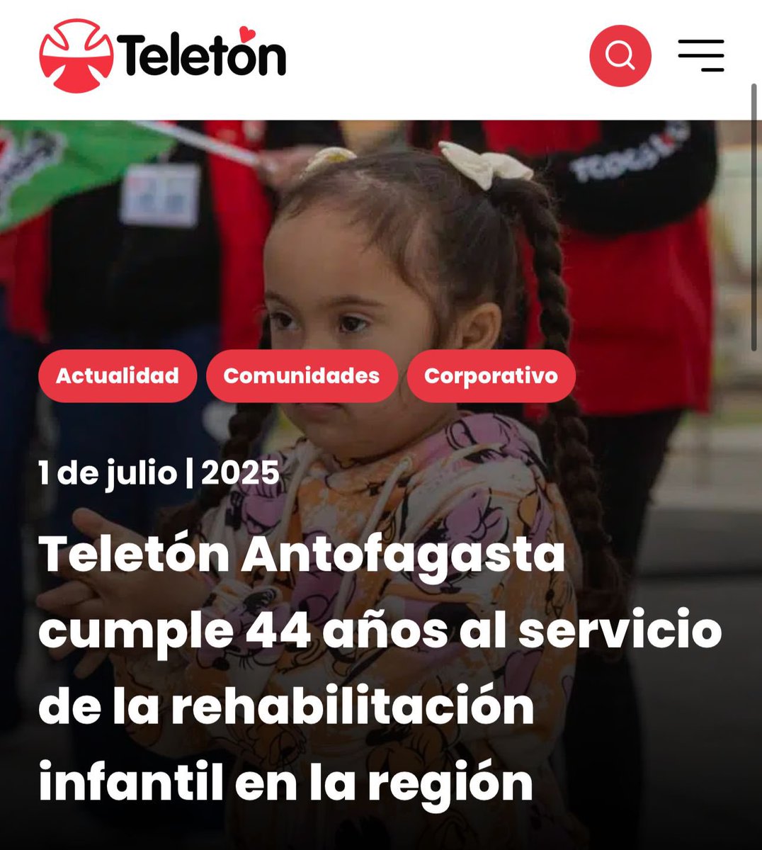 Un gran abrazo y felicitaciones a todo el equipo de Teletón Antofagasta por sus 44 años de historia , en los que han contribuido enormemente a mejorar la calidad de vida de miles de familias en el Norte Grande de Chile 🇨🇱 Que sean muchos años más acompañando y entregando cariño y