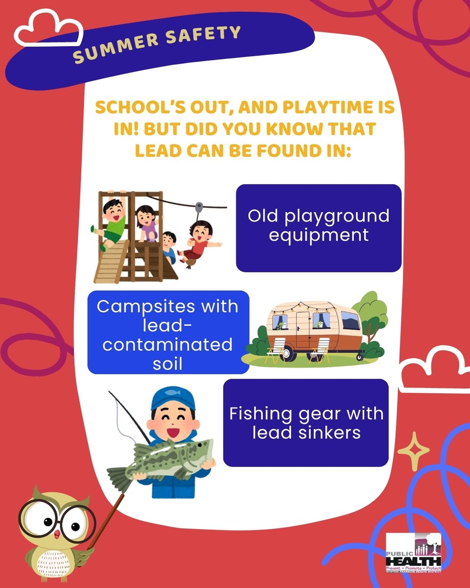 ☀️ School’s out—let’s keep summer safe!

Lead can hide in:
🏠 Old playgrounds
🏕️ Campsites
🎣 Fishing gear

Learn how to protect your kids this summer: 19january2017snapshot.epa.gov/lead/protect-y…
#LeadAwareness #SummerSafety #BFHD