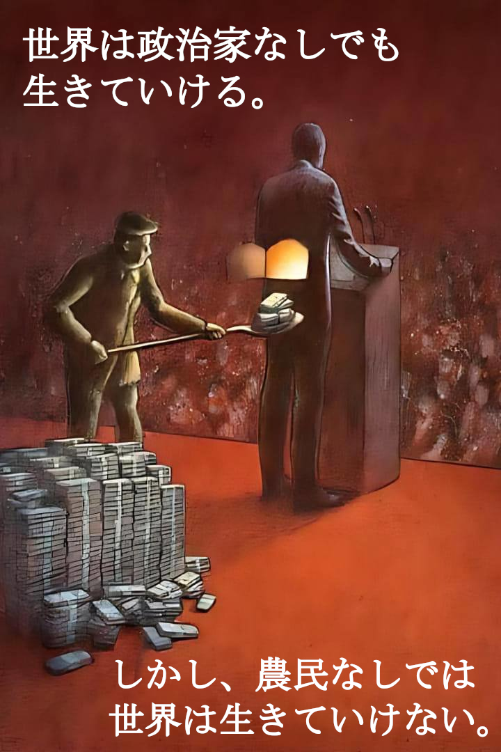 世界は政治家なしでも生きていける。
しかし、農民なしでは世界は生きていけない。