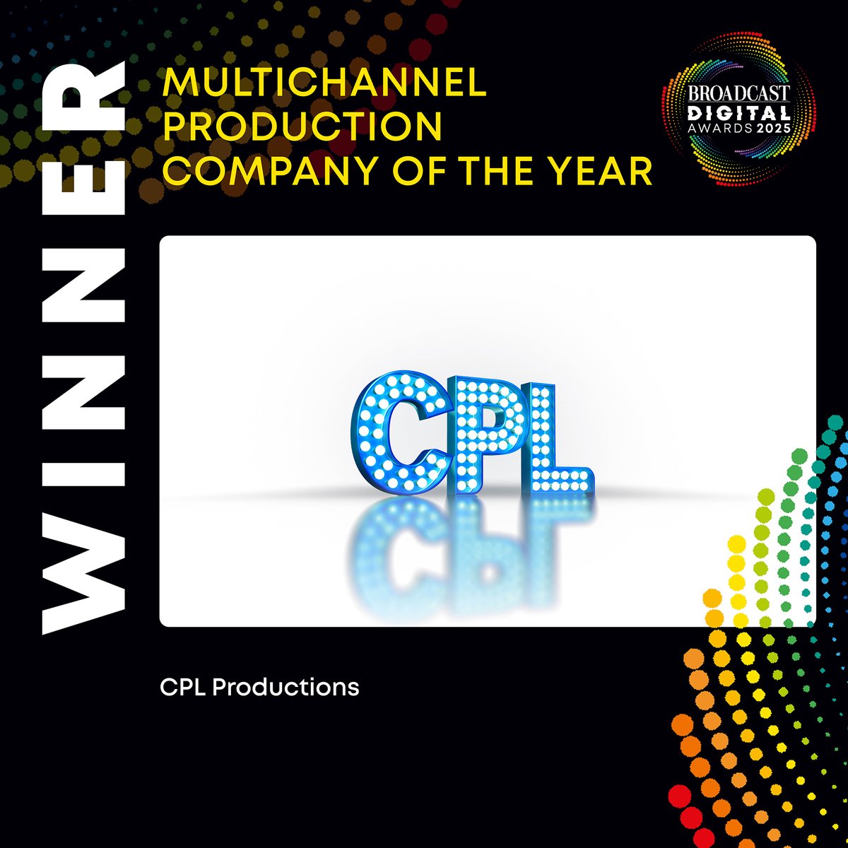 Broadcast Digital Awards (@broaddigiawards) on Twitter photo And we're onto the penultimate award of the evening, which is for Multichannel Production Company of the Year, and the winner is - CPL Productions (<a href="/CPLProductions/">CPL Productions</a>) #BDA2025 And we're onto the penultimate award of the evening, which is for Multichannel Production Company of the Year, and the winner is - CPL Productions (<a href="/CPLProductions/">CPL Productions</a>) #BDA2025