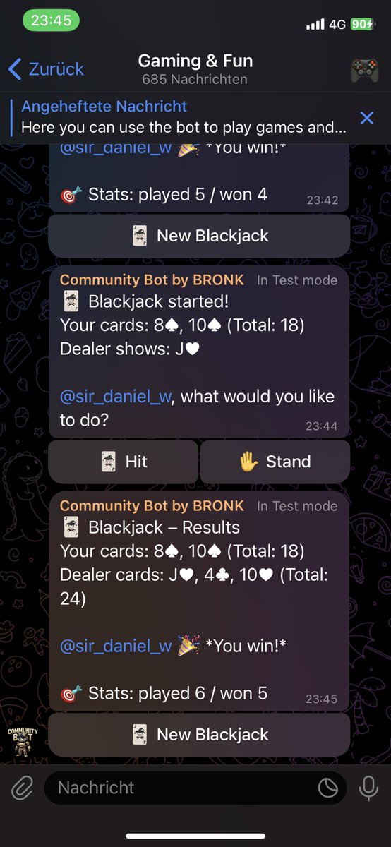 sir_daniel_w's tweet photo. In my words .. ‚Blackjack ich liebs‘ ❤️🔥 now build in the new community bot by @bronkverse too 🚀coming soon https://t.co/pz2HU9brpc
