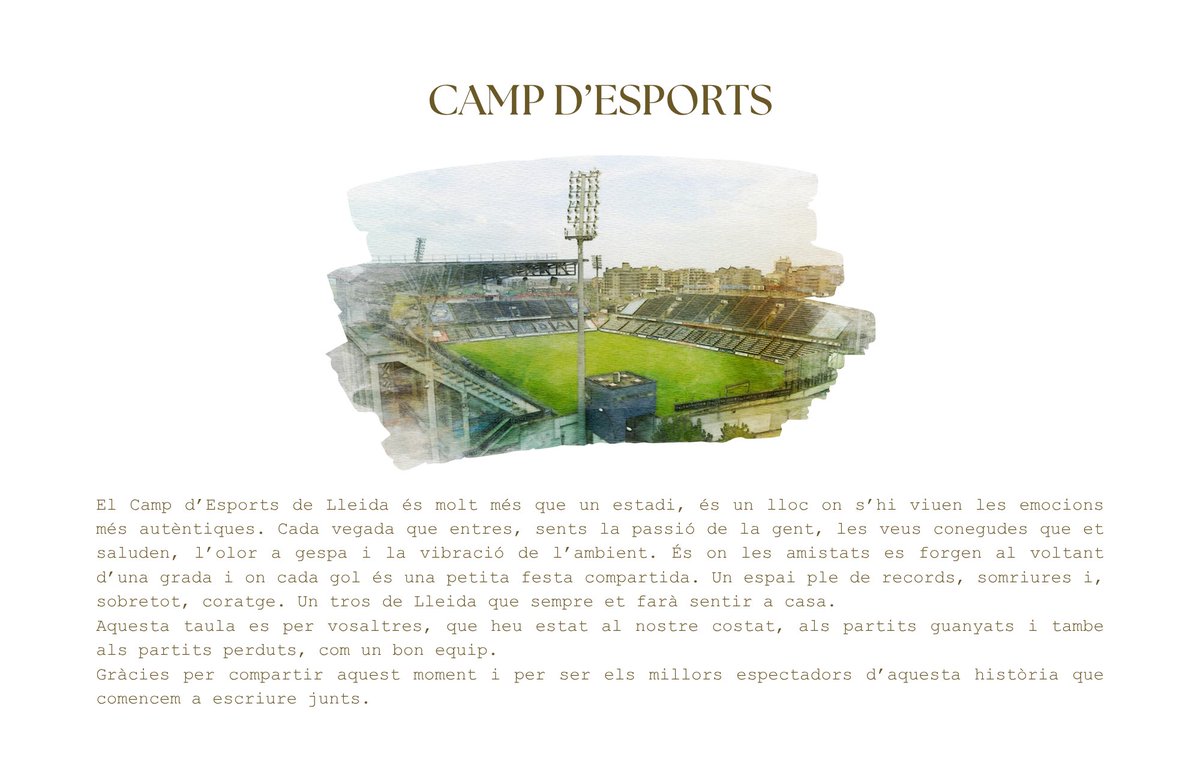 El dia 14 de juny el Jaume i jo vam celebrar la nostra boda. Les taules tenien noms de llocs emblemàtics de la ciutat de Lleida i no podia faltar el nostre estimat Camp d’Esports. Crec que avui es un bon dia per compartir el que significa per nosaltres el temple💙

#LleidaCF