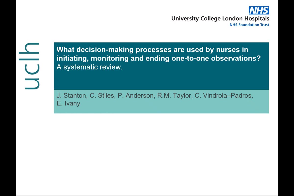 "What Decision-Making Processes Are Used by Nurses in Initiating, Monitoring, and Ending One-to-One Observations? A Systematic Review"

The most common tool was an institutional decision-making process.

#Video tinyurl.com/489wsdse
tinyurl.com/yc2zvztc