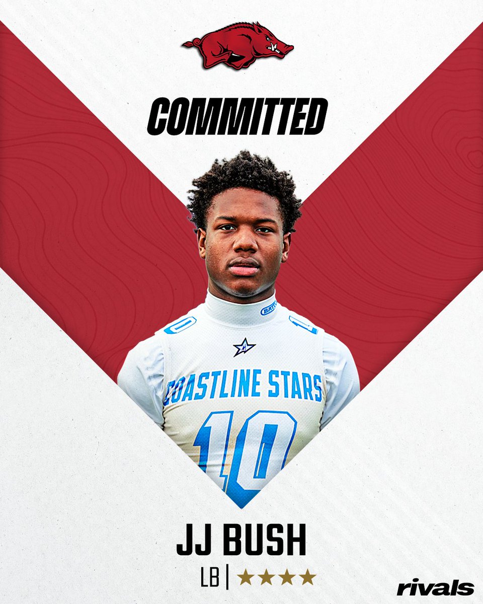 On3 Recruits (@on3recruits) on Twitter photo 🚨BREAKING🚨 4-star LB JJ Bush has committed to Arkansas, he tells <a href="/ChadSimmons_/">ChadSimmons</a>🐗
Read: on3.com/rivals/news/ar… 🚨BREAKING🚨 4-star LB JJ Bush has committed to Arkansas, he tells <a href="/ChadSimmons_/">ChadSimmons</a>🐗
Read: on3.com/rivals/news/ar…