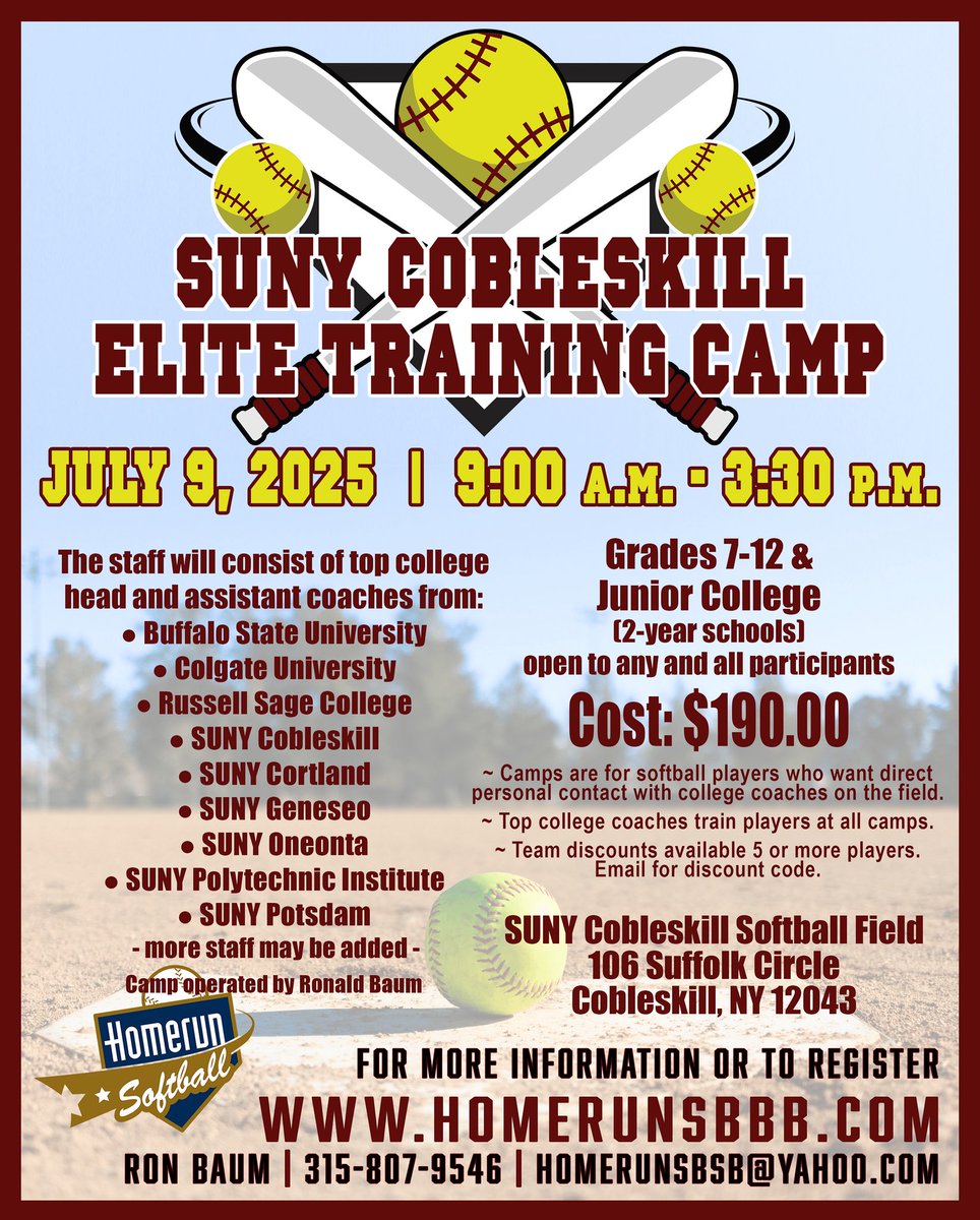 SUNY Cobleskill Softball (@cobleskillsb) on Twitter photo Still time to sign up! Still time to sign up!