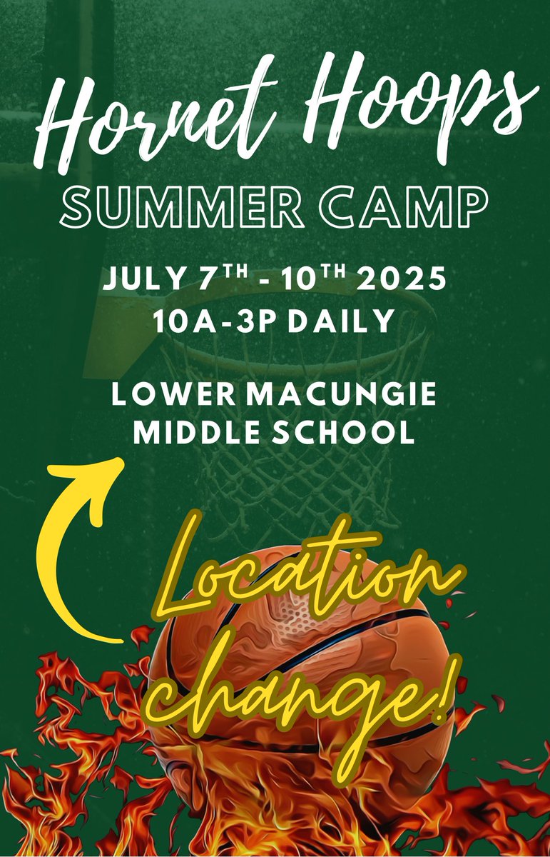 🚨🚨‼️‼️LOCATION CHANGE - Hornet Hoops Camp will now be held at LMMS. ‼️‼️🚨🚨