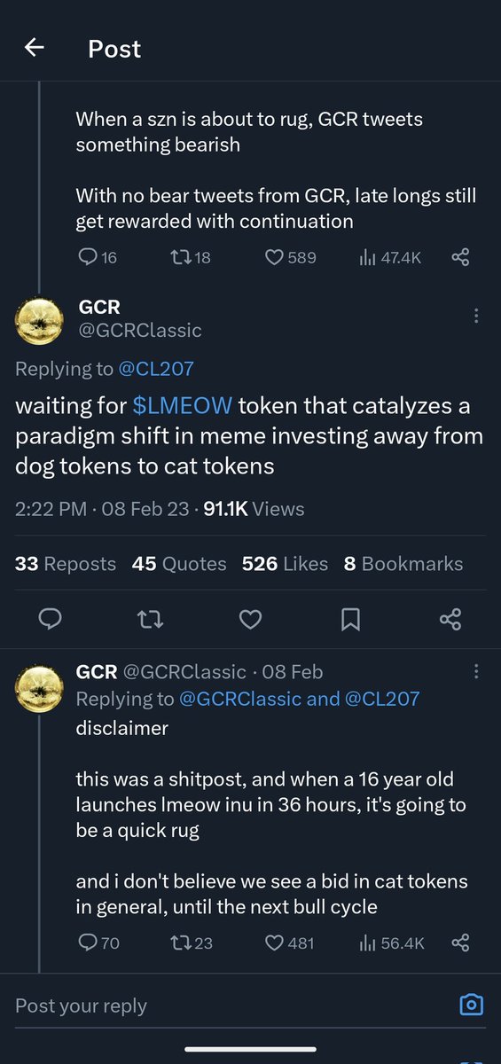 One of the best charts I found but forgot to post.

Cat SZN, Cat Saying. GCR Coded.

Log chart is INSANE.

Could be the biggest cook the timeline didn't see coming.

Already breaking out. 

No entries for you since you didn't have my noti's on :)

$lmeow