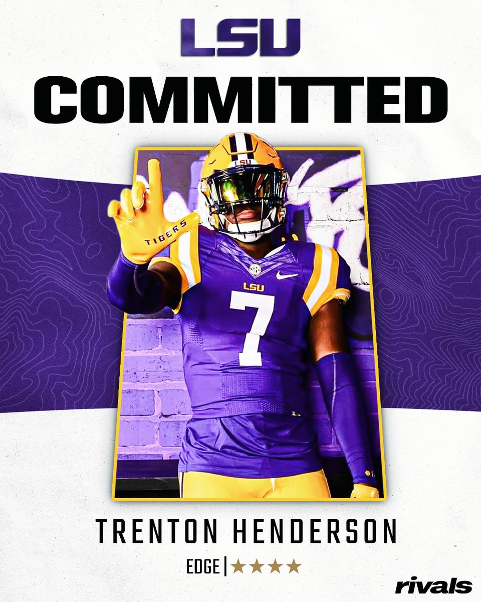🚨BREAKING🚨 4-star EDGE Trenton Henderson has committed to LSU🐯

He ranks No. 59 NATL. (No. 11 EDGE) in the 2026 class.

Read: on3.com/rivals/news/in…