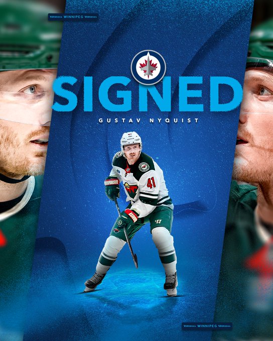 The Winnipeg Jets Hockey Club announced today that they have agreed to terms with forward Gustav Nyquist on a one-year contract with an average annual value of $3,250,000.