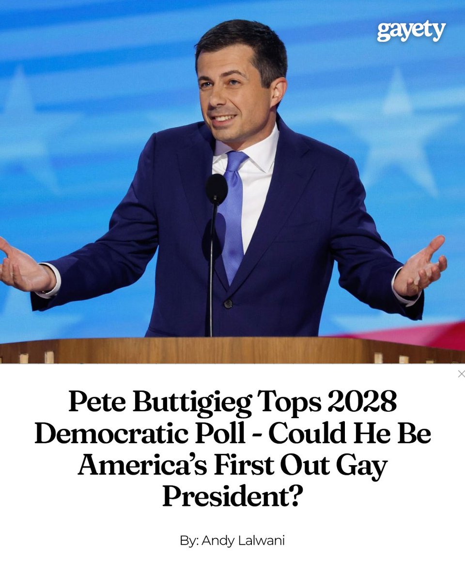 gayety's tweet image. In a dazzling twist that’s sure to make history buffs and LGBTQ+ voters perk up, out gay Democrat Pete Buttigieg has emerged as the early frontrunner for the Democratic presidential nomination in 2028, according to a new poll from Emerson College.
🔗: gayety.com/pete-buttigieg…