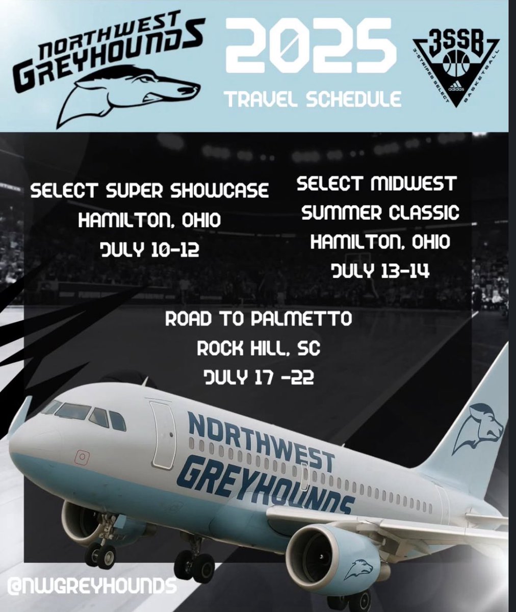 July 2025 AAU NW Greyhounds schedule!