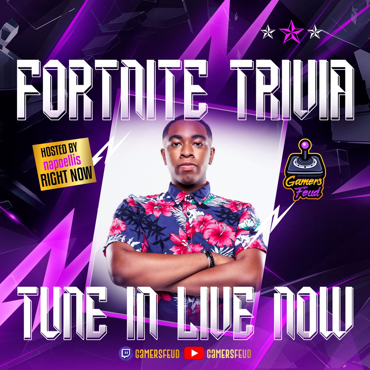 GamersFeud's tweet photo. We only got 7 minutes to save the world, just kidding. 7 creators are set to battle in Fortnite Trivia.

We're LIVE RIGHT NOW to find out who'll be crowned the Fortnite Trivia Champion of Season 7!

Tune in now: https://t.co/IHBfpejpzi https://t.co/el1pHpcdDl