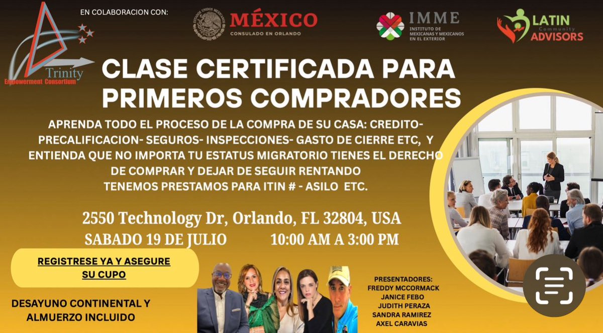 Ventanilla Asesoría Financiera (@vaforlfl) on Twitter photo ¡Atención, comunida Gratis!
<a href="/VAFORLFL/">Ventanilla Asesoría Financiera</a> te invita a una CLASE CERTIFICADA PARA PRIMEROS COMPRADORES. 🏡✨
¿Quieres aprender todo sobre el proceso de compra de tu casa? En esta clase, te enseñaremos sobre:
🔑 Crédito y Precalificación
📄 Seguros
🔍 Inspecciones
💰 Gastos de Cierre ¡Atención, comunida Gratis!
<a href="/VAFORLFL/">Ventanilla Asesoría Financiera</a> te invita a una CLASE CERTIFICADA PARA PRIMEROS COMPRADORES. 🏡✨
¿Quieres aprender todo sobre el proceso de compra de tu casa? En esta clase, te enseñaremos sobre:
🔑 Crédito y Precalificación
📄 Seguros
🔍 Inspecciones
💰 Gastos de Cierre