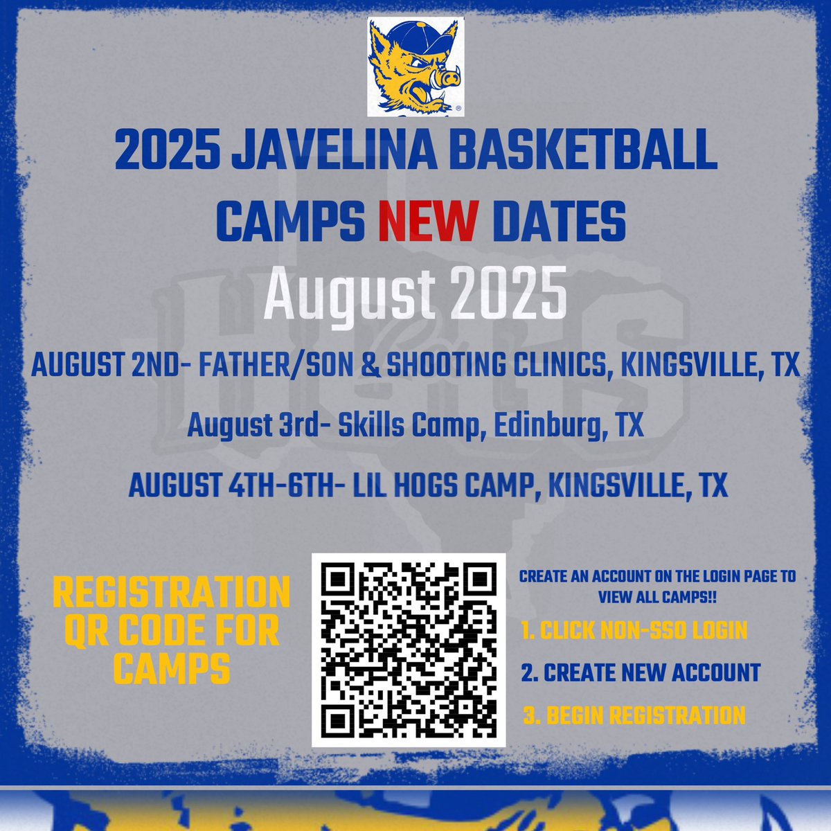 Attention Javelina Nation!🚨

We have updated our camp schedule for the remaining weeks of summer, and registration is still OPEN!

Hope to see you there!

#NextLevel🐗🏀