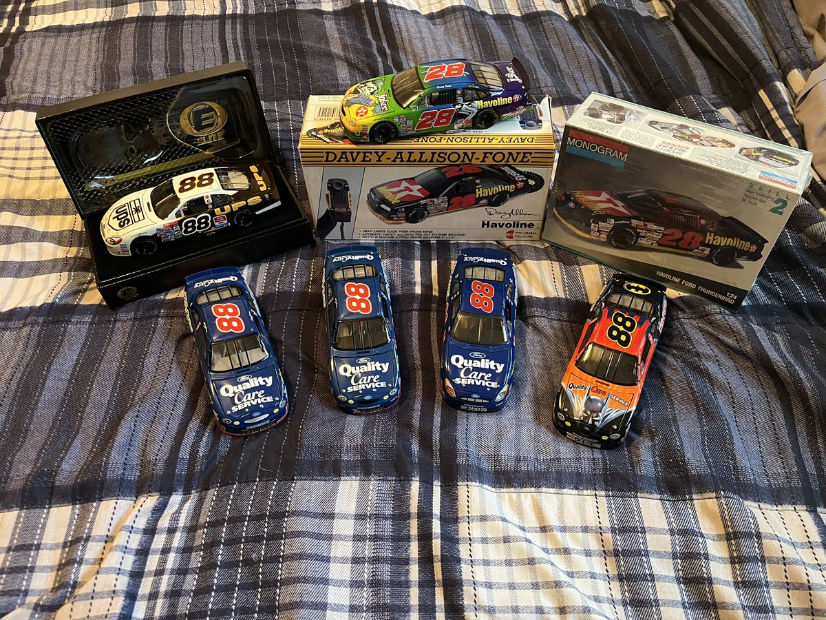 StevenEagle86's tweet image. Some of my @DaleJarrett #88 RYR cars.  I know I have others.  Just not sure where they’re at.  Lol Do you see  the Davey Allison phone? @Yates_Doug