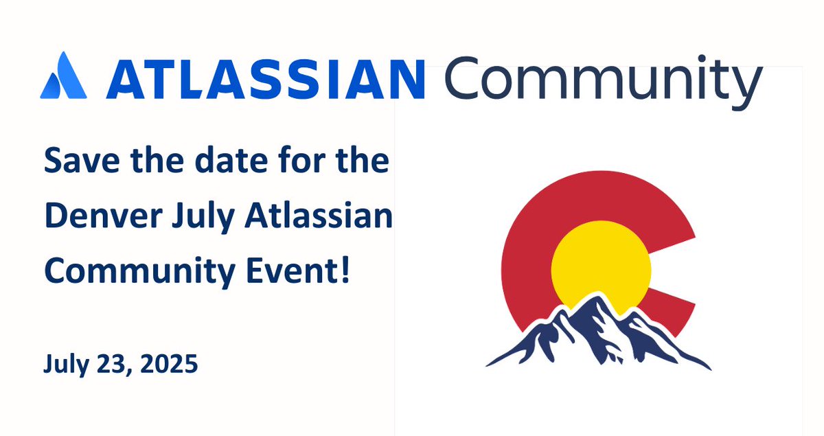 ReleaseTEAMcorp's tweet image. Hey Denver @Atlassian Community! 

Save the date for our next Denver Atlassian Community Event! 

July 23rd, 2025

Details to come soon! 

#AtlassianCommunityEvents #TechCommunity
