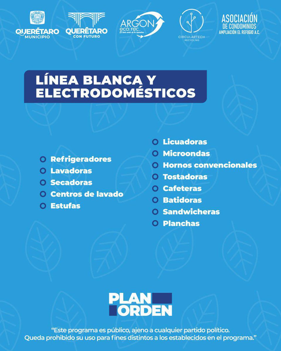 Este sábado 5 de julio, participa en la MegaJornada de Acopio de Residuos de Manejo Especial y contribuye al cuidado del medio ambiente.

Lugar: Residencial El Refugio en el estacionamiento de la Plaza Cívica 
Horario: 09:00 a 15:00 hrs

🌳 ¡Tu apoyo hace la diferencia!