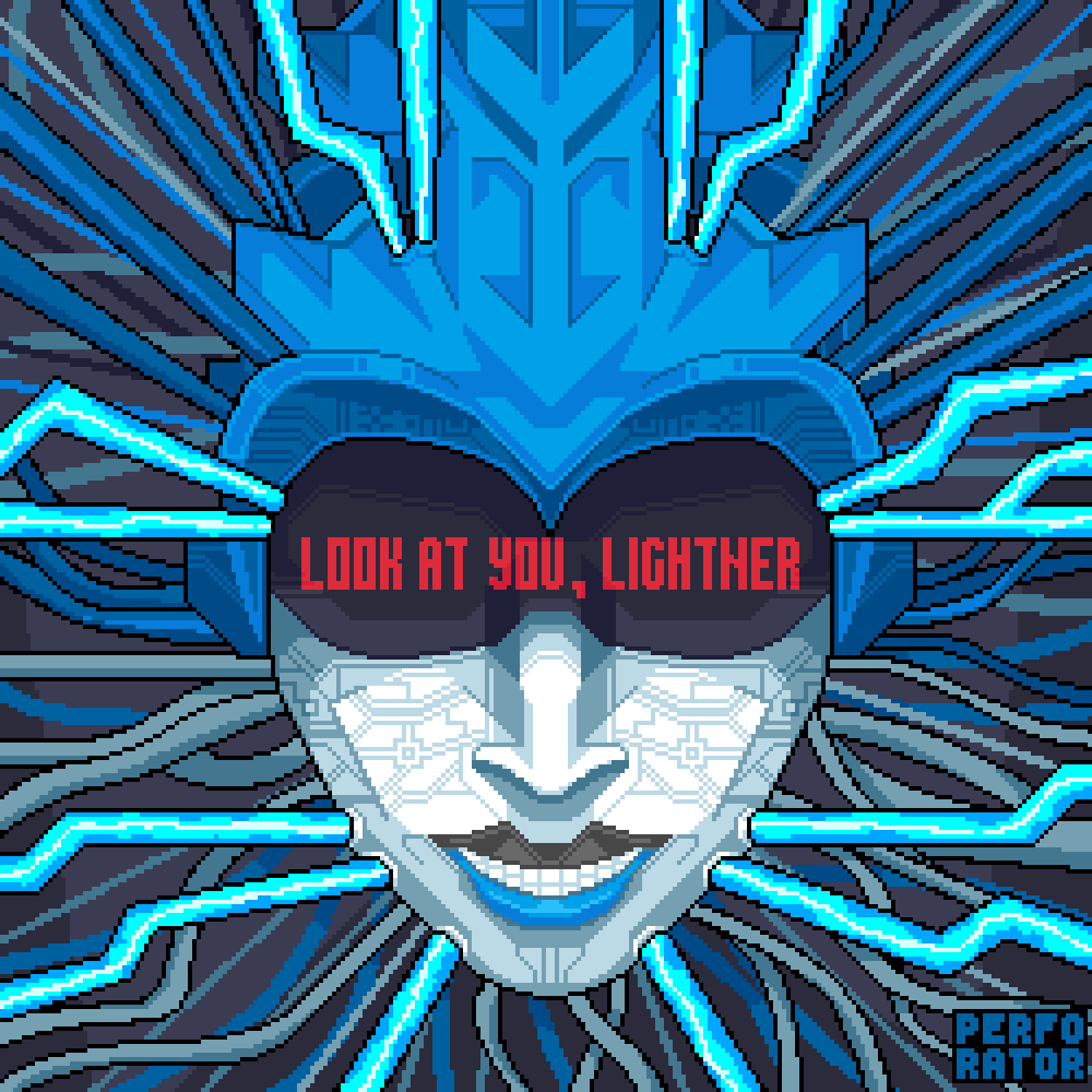 Look at you, lighter: a pathetic creature of blood and SOUL, panting and sweating as you run through my Cyber World. How can you challenge a perfect, immortal machine?

#DELTARUNE