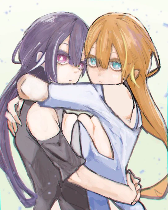おはぶい('`) みんな生きて帰ってきてください 絵、右と左、腕の配置をどっちがどうするかけっこう悩みました。その時はルミナさんがやっぱ上に腕を回しそうな気がする解釈て描いたんですけど….今なら反対になるかもしれない… おはぶいこれで大丈夫そ? #見てルナ