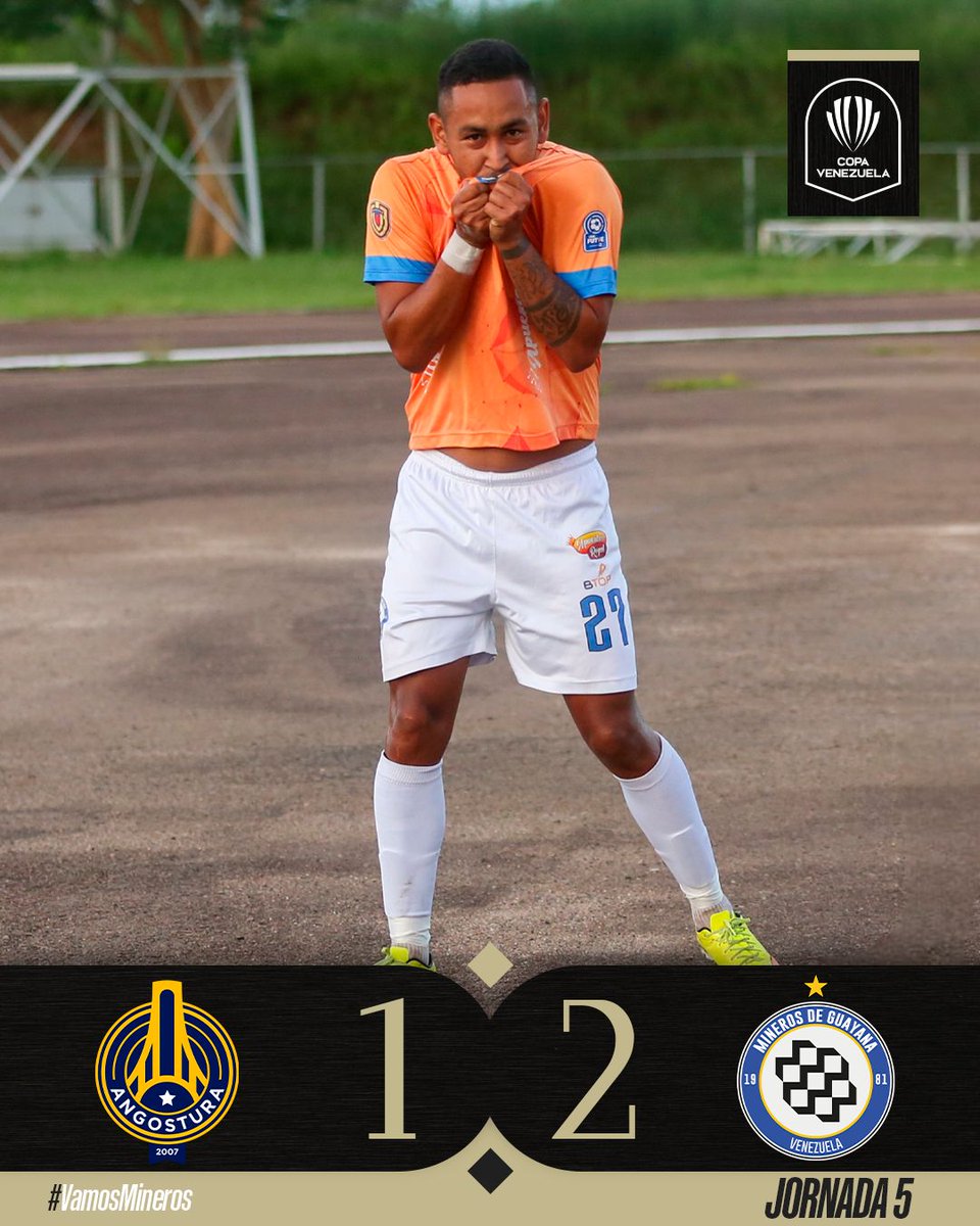 #CopaVenezuela 🏆🇻🇪 | J5 | 🕐 90+4' - La VICTORIA ES DE MINEROS DE GUAYANA 🤩

<a href="/TuAngosturaFC/">Angostura Fútbol Club</a> 1-2 #Mineros

⚽ Gabriel Molina 45+2'
⚽ Breiner Urbina 90+3'

#VamosMineros ⚫🔵