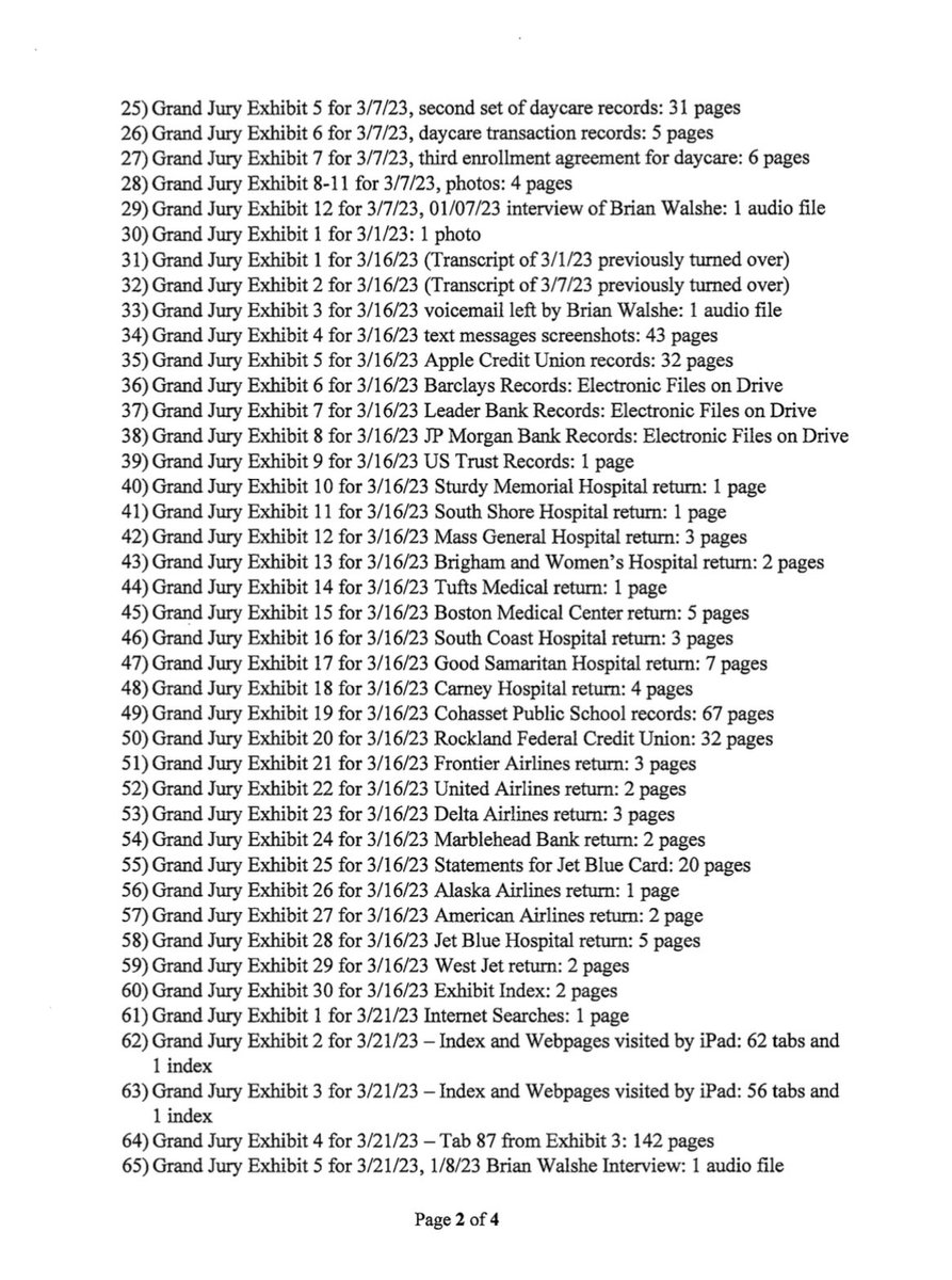 OliviaLambo_'s tweet image. Brian Walshe’s First Notice of Discovery dated April 27, 2023.
FUN FACTS:
- Walshe was indicted within nearly 2 months
- This was turned over to the defense within nearly 3 months
- Investigators never recovered Ana Walshe’s body
- Karen Read wasn’t indicted for over 4 months…