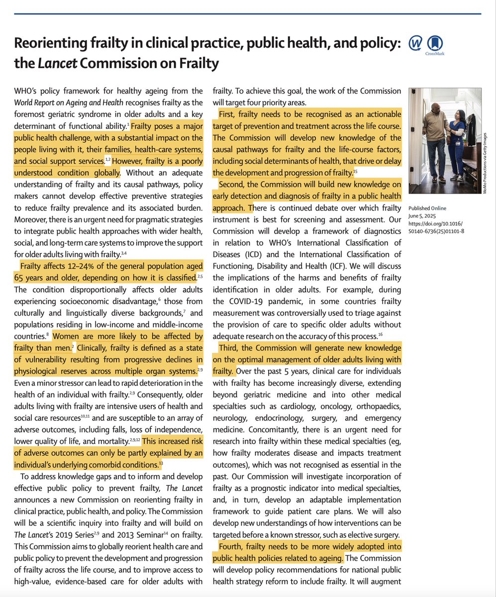 Giuseppe Maltese (@docmaltese) on Twitter photo Frailty is the leading geriatric syndrome and remains poorly understood worldwide.
The new <a href="/TheLancet/">The Lancet</a> Commission calls for urgent action to reorient public health, clinical practice & policy to prevent & better manage frailty across the life course. Frailty is the leading geriatric syndrome and remains poorly understood worldwide.
The new <a href="/TheLancet/">The Lancet</a> Commission calls for urgent action to reorient public health, clinical practice & policy to prevent & better manage frailty across the life course.