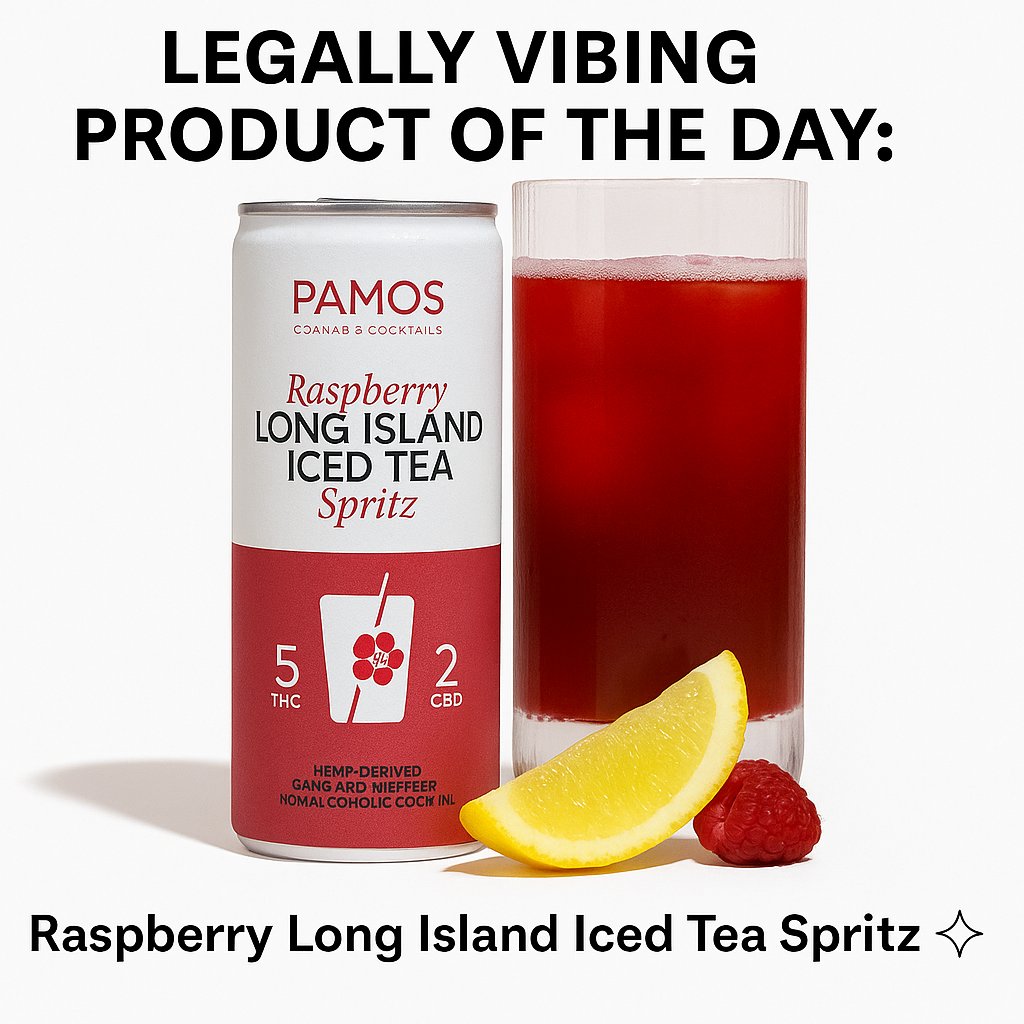 VibingLegally's tweet image. Legally Vibing Product of the Day: Introducing the Raspberry Long Island Iced Tea Spritz by Pamos! This modern twist on a classic cocktail is light, sweet, and offers a mellow vibe with an invigorating citrus punch. Infused with cannabis and naturally flavored with raspberry,…