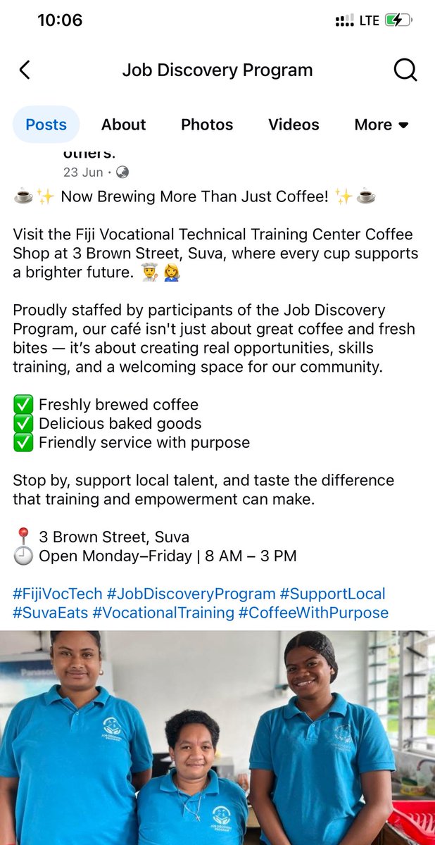 #TeamFiji I came across this Job Discovery Program page on FB and absolutely love what they are doing and the stories of participants ☺️ if you’re free please make time to visit the Fiji Vocational Technical Training Center Coffee Shop to support our brothers and sisters 🫶🏻💟