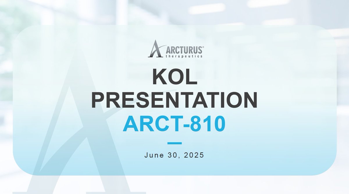 ArcturusRx's tweet image. @ArcturusRx  hosted a Key Opinion Leader (KOL) Presentation to discuss ARCT-810 Phase 2 Interim Data for Ornithine Transcarbamylase (OTC) Deficiency

See the slides here: ir.arcturusrx.com/static-files/f…

#OTCDeficiency #UCD #OTCD #UreaCycleDisorders  #mRNA #UCD #Arcturus