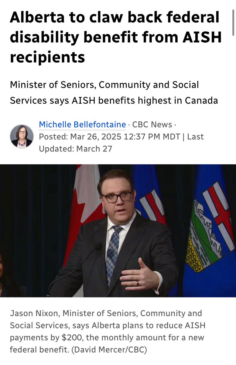 I’m incredibly disappointed that <a href="/YourAlberta/">Alberta Government</a> has not reversed its decision to claw back the $200/month federal disability benefit from AISH and Income Support recipients. This support was meant to help people with disabilities manage inflation—especially after the carbon rebate