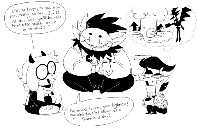 I like to headcanon that Jevil can just turn off the crazy whenever he feels like it 