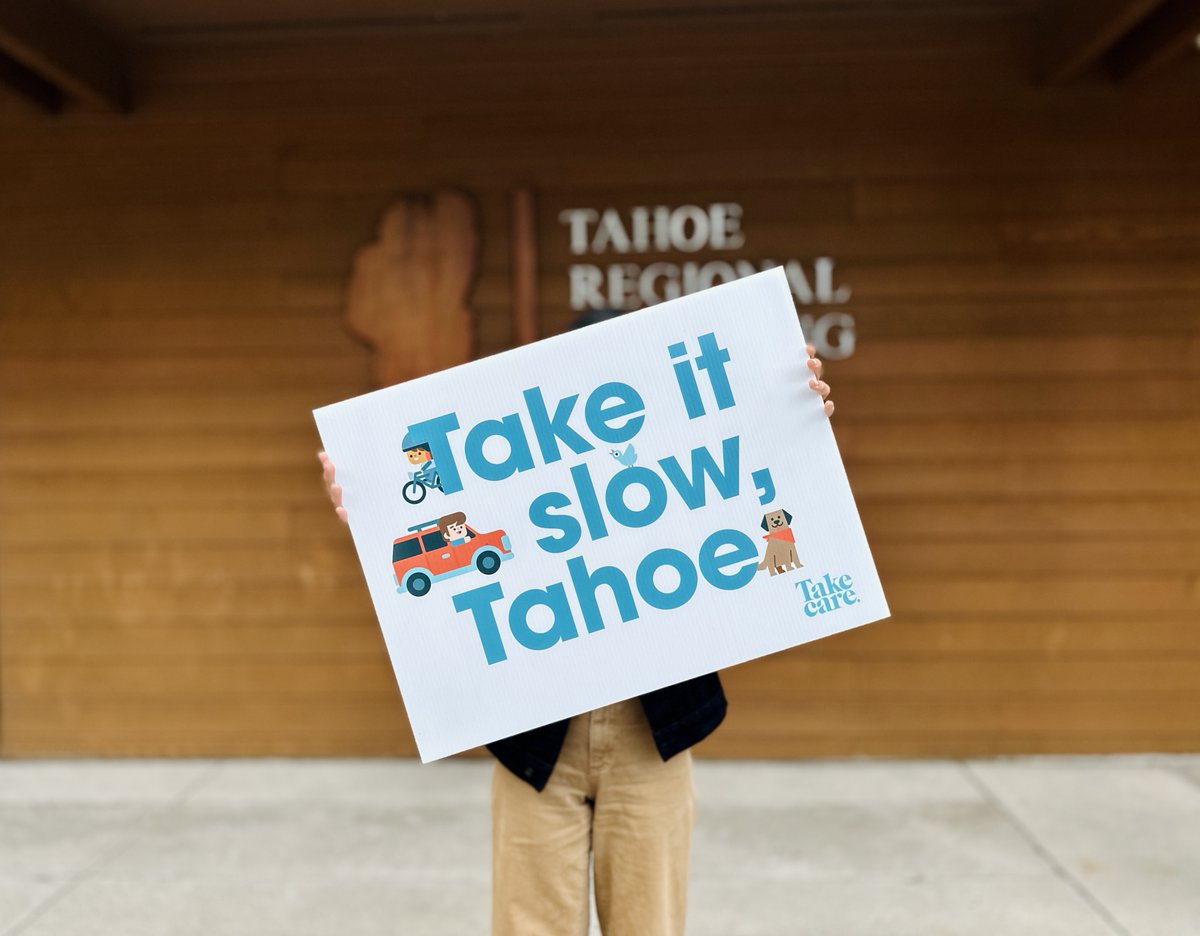 TahoeAgency's tweet image. Summer in Tahoe brings sunshine, beach days, and a lot more people on the move. Help remind everyone to slow down, share the road, and keep Tahoe safe with a free "Take it Slow, Tahoe" yard sign, courtesy of Take Care Tahoe.
Grab yours: takecaretahoe.org/take-action/ta…
#TakeCareTahoe