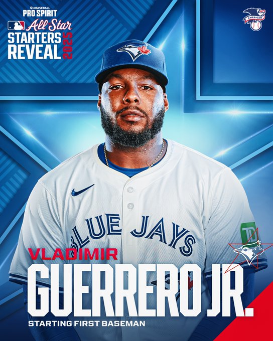 2025 Pro Spirit MLB All-Star Starters Reveal
Vladimir Guerrero Jr., First baseman, Toronto Blue Jays
Pictured: Guerrero Jr. poses for a photo day photo wearing a home Blue Jays uniform
