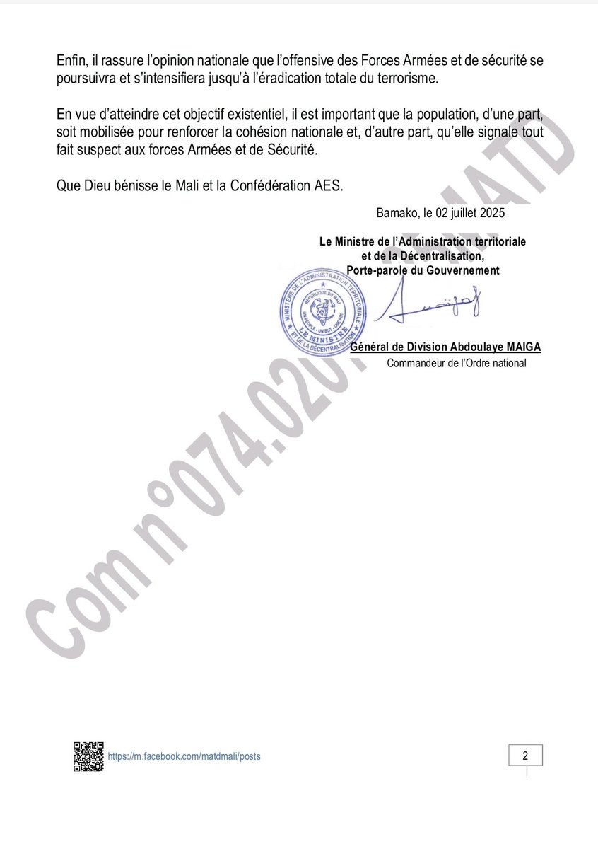 Ministère des Affaires étrangères du Mali tweet media