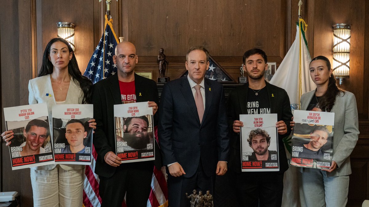 Former hostages Noa Argamani, Omer Shem Tov, and Iair Horn visited my office today sharing their horrific stories of spending countless days in Hamas captivity in Gaza. They were kidnapped on Oct 7th and continue fighting to bring home friends and family still being held hostage.
